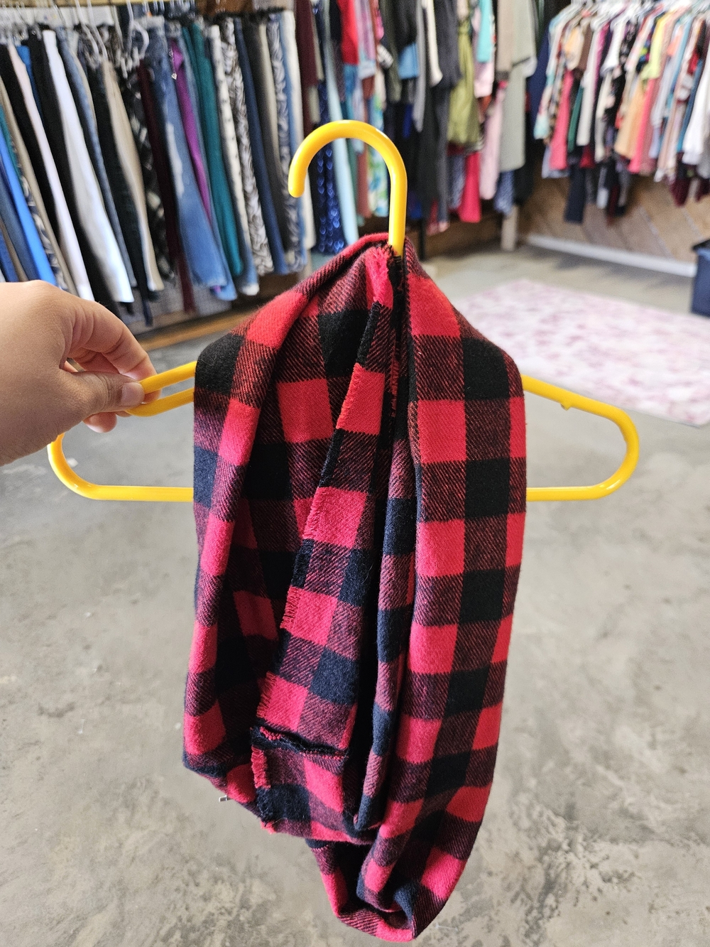 Plaid Infinity Scarf in Red and Black